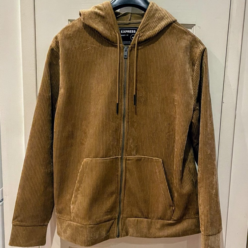 Express Golden Tan Corduroy Hoodie Size Medium New With Tags